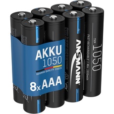 Bild Akku Micro AAA 1050 mAh 1,2V NI-MH, 8 Stück, wiederaufladbar, ideal für Kamerablitz, ferngesteuerte Autos, Kameras, Radio, hohe Kapazität