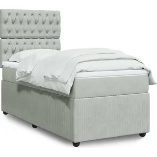 Langlebige Boxspringbett mit Matratze Hellgrau 90x200 cm Samt Gästebett mit Lattenrost Möbel5227718 - Grau