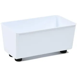 LAMELA Rechteckiger Pflanzkasten mit eleganten Füßen – Weißer Blumenkübel aus robustem Kunststoff 28,5 x 17 cm, 4,2L – Wetterfest & Pflegeleicht - für Innen & Außen, Weiß