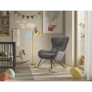 Vipack Schaukelsessel Rocky Bouclé 76 x 101 x 110 cm Grau