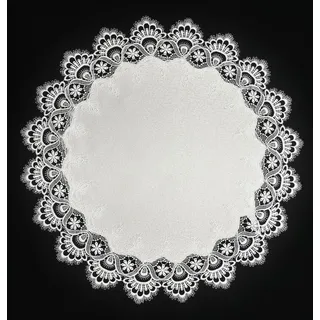 Spitzendecke Spitze Altweiss #8139 Tischläufer Mitteldecke Tischband (60cm Rund)