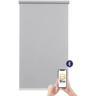 SUNLINES Elektrisches Rollo »Mosaik« blickdicht mit Bohren freihängend appgesteuert via Bluetooth, mit Akku und Motor, weißer Fallstab, grau