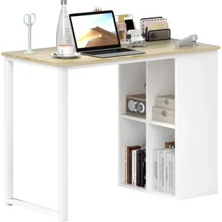 Homcom Schreibtisch Computertisch mit Ablagefächern Bürotisch mit Stahlgestell für Arbeitszimmer, Home Office, Schlafzimmer, 100 x 54 x 75 cm