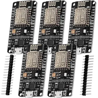 AZDelivery 5 x NodeMCU V2 WiFi Amica ESP8266 ESP-12F Development Board mit CP2102 Unverlötet Version kompatibel mit Arduino inklusive E-Book!
