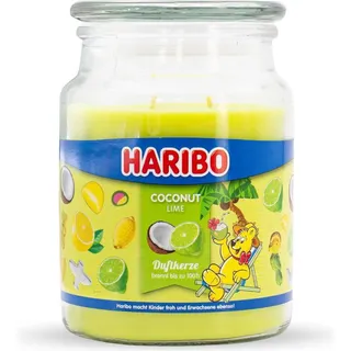 Haribo Duftkerzen im Glas - Duftkerzen fruchtig - Kerze im Glas - Kerzenglas - Duftkerzen im Glas - Haribokerzen - Windlicht mit Duft - Coconut Lime - 510g - Grün