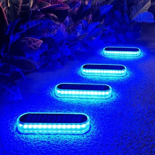 Lacasa Solar Bodenleuchten Aussen, 4 Stück Solarleuchten für Außen Blaues Licht Solarlampen LED Wegeleuchten mit Auto ON/OFF Lichtsensor für Garten Rasen Terrasse Hof Auffahrt, IP68 Wasserdicht