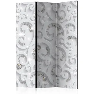 artgeist Paravent , Weiß, Hellgrau , Holz, Textil , Kiefer , massiv , Dekodiamanten , 135x172x3 cm , Motiv auf Vorder- und Rückseite , Wohnzimmer, Raumteiler, Paravents