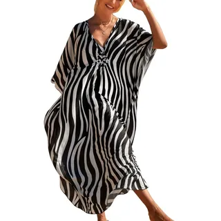 Lazz1on Kaftan Damen Lange Boho Strandkleider Sommer Maxikleid Pareo Bikini Cover Ups für Urlaub und Strand (E)