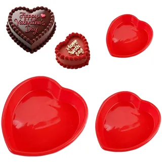 3 Stück Backform Herz, Groß Herzförmige Kuchenform aus Silikon 3 Größen Herzbackform Antihaft, BPA-freie, Leichtes Loslassen Kuchenform Herz für Dreidimensionale Kuchen, Lasagne, Pudding, Desserts