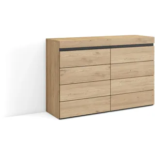 Skraut Home | Kommode mit Schubladen | Aufbewahrungsschrank | 114x75x35 cm | Für Schlafzimmer, Zimmer | Sideboard, Schrank | Moderner Stil | Eiche