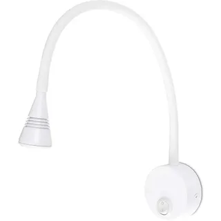 Kwazar Luminaire - Wandlampe mit Schalter - Leselampe Wand - Schwanenhals Lampe LED, 3W, Neutralweiß 4000K, 180lm - Wandleselampe, Bettlampe für Schlafzimmer, Wohnzimmer, Büro - Loris Weiß