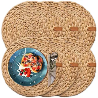 FRIHET® Tischset Oslo Set Rund Wasserhyazinthe Natur - (6, 38cm)
