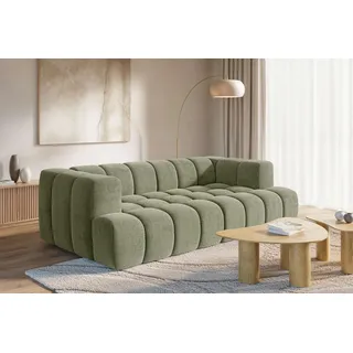 Big-Sofa HOMSY BY ANA JOHNSON "»XL« BOUBELLE Design-Sofa extra tief, Bubble-Optik, Breite 246 cm", grün, B:246cm H:75cm T:135cm, 100% Polyester, Sofas, Big-Sofa, 4-Sitzer mit Wellenunterfederung, XL Sitztiefe 100 cm