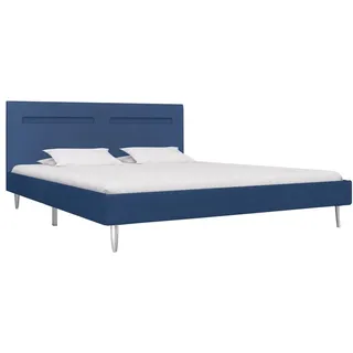 vidaXL Bettgestell mit LED Blau Stoff 180 x 200 cm - Blau