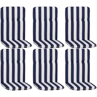 Beo Hochlehner-Paspelauflage Elista Weiß/Blau/Gestreift 6er-Set
