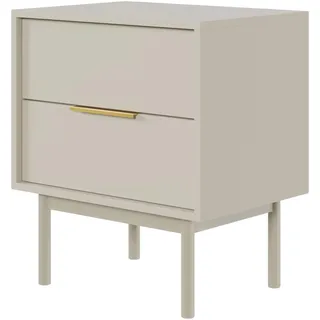 Selsey Nachttisch Beistellschrank Beistelltisch Nachtschrank 54 cm Mit 2 Schubladen Graubeige Holzerne Beine Viviaro