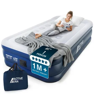 Active Era Luftbett 1 Person 99×188×36.5 cm, Luftmatratze Selbstaufblasend mit elektrischer Pumpe, Aufblasbare Matratze in 1,5 Min, Flock-Oberfläche, Gästebett für Camping & Zuhause