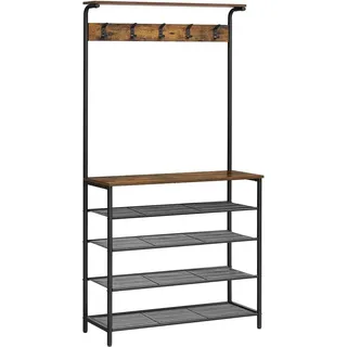 Vasagle Garderobenständer 5 Ebenen 32,2 cm x 80 cm x 182 cm Braun-Schwarz