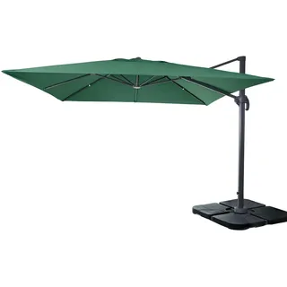 Mendler Luxus-Ampelschirm 300 x 300 cm dunkelgrün inkl. Ständer drehbar