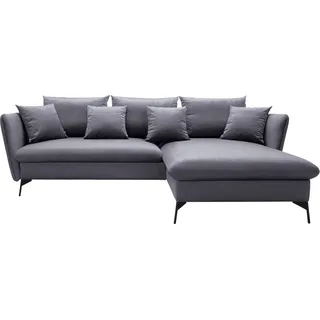 andas Ecksofa »LIVORNO,258 cm, L-Form,«, Schlaffunktion u. Bettkasten (139/224cm), Samt, Struktur, Webstoff, schwarz