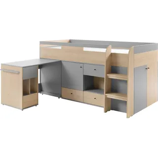 Mirjan24 Etagenbett Oro Or08 , Grau, Naturfarben , Metall , 5 Schubladen , Rechteckig , 90x200 cm , Babymöbel & Kindermöbel, Kinderzimmer & Jugendzimmer, Stockbetten
