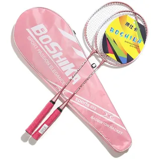 2 Stück Badminton Set Carbon Profi Badmintonschläger Leichtgewicht Badminton Schläger Federballschläger Set für Training Mit Tragetasche
