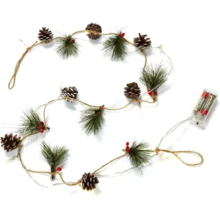 HEITMANN DECO LED-Lichterkette mit Tannenzapfen & Zweigen – 10 warmweiße LEDs, batteriebetrieben – Weihnachtsdeko für Innenräume