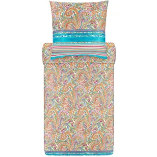 Bassetti NOTO Bettwäsche + 1 Kissenhülle aus 100% Baumwollsatin in der Farbe Türkis T1, Maße: 135x200 + 1 K 80x80 cm - 9321845