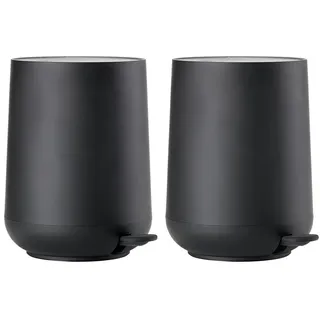 Zone Denmark Nova Mülleimer fürs Bad, Kosmetikeimer, Abfalleimer fürs Badezimmer, Durchm. 20,5 cm, Höhe 23,5 cm, Fassungsvermögen 3 Liter, Schwarz (Packung mit 2)