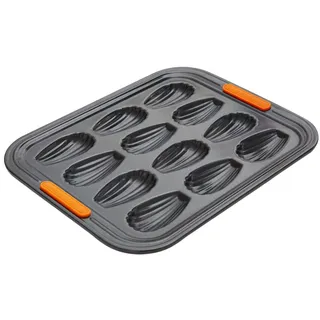 LE CREUSET Antihaft Madeleine-Form, Für 12 Stück, Sauerteigbeständig, Aus Karbonstahl gefertigt, Anthrazit/Orange, 46061000010000