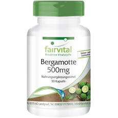 Fairvital | Bergamotte Extrakt 500 mg - 90 Kapseln - 5-fach konzentriert aus 2500 mg Bergamotte - Hochdosiert - 100% vegan - Qualitätsgeprüft - Made in Germany