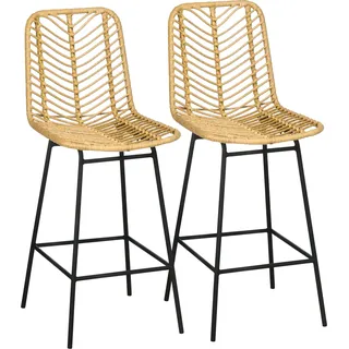 Homcom Barhocker 2er Set 42,5 x 52 x 102 cm Gelb/Schwarz