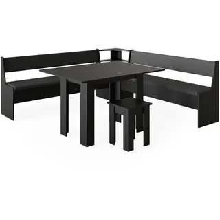 Vicco Eckbankgruppe Roman Schwarz 210 x 210 cm mit Tisch, Model 40267 - Schwarz
