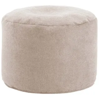 mokebo Pouf Hocker o. Bodenkissen Der Ruhepouf Sitzhocker rund und Fußhocker fürs Wohnzimmer, Sitzpouf aus Stoff in Beige