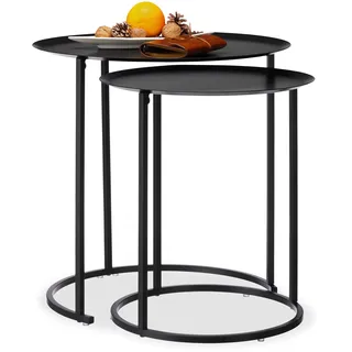 Relaxdays Runder Beistelltisch Anthrazit Stahl 50 x 50 cm