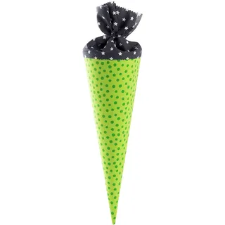Goldbuch 93 551 93551 Schultüte mit Punkt- und Sternmuster, Geschwisterschultüte 35 cm, Zuckertüte Grün / Schwarz, Geschenkverpackung für viele Anlässe, zur Einschulung und Schulanfang