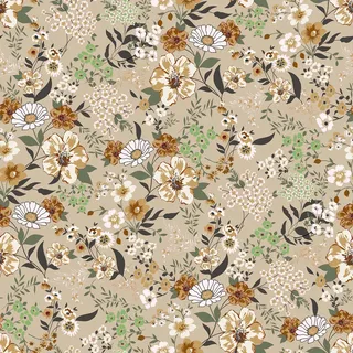 VEELIKE Selbstklebende Tapete Blumen Hellbraun Boho Blumentapete Tapete Blätter Gelbbraun Mustertapete 44.5 cm × 300 cm Fototapete Blumen Vintage Tapeten Wohnzimmer Muster Schlafzimmer Badezimmer