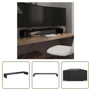 The Living Store TV-Tisch/Bildschirmerhöhung Glas Schwarz 110x30x13 cm - Schwarz
