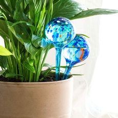 Bild von - Automatische Bewässerungsballons Aqua·Loon, 2er Set, 10 Tage Bewässerungsdauer, Handwerks-Stil, Vielseitig für alle Pflanzenarten, Blau, 2 x 350 ml, Glas