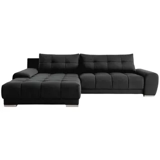 Kaiser Möbel Ecksofa Wave Mit Schlaffunktion, Stoff Soro, Schwarz Links , Holz , 281x105 cm , Wohnzimmer, Sofas & Couches, Wohnlandschaften, Ecksofas