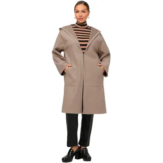 Ulla Popken Damen Indoormantel Kapuze Jacke, walnuss, 42-44