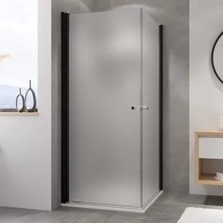 Breuer Eckeinstieg Drehtür Breuer Elana 6 80x80 cm Dekor Satiniert Profilfarbe schwarz