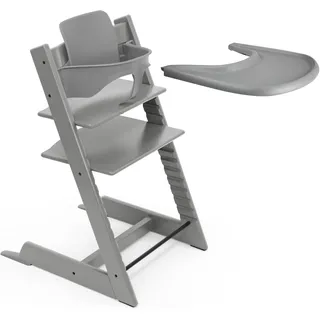 Stokke Tripp Trapp Hochstuhl (Storm Grey) mit Stokke Tray (Storm Grey) - ein verstellbares, ergonomisches und leicht zu reinigendes Babyset für Kinder im Alter von 6-36 Monaten