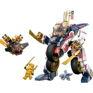 LEGO 71792 NINJAGO Soras transformierender Mech-Bike-Renner, 2in1 Set mit transformierender Mech-Actionfigur, Motorrad-Spielzeug Set mit 3 Minifiguren für Kinder, Jungen und Mädchen - Bunt