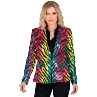 W WIDMANN MILANO Party Fashion - Party Fashion Blazer mit Pailletten für Damen, Disco Fever, Schlagermove, Jackett, Animal Print