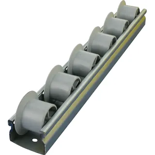 Spurkranz Röllchenleiste / Rollenleiste kpl. KRN 28/25 Länge 1.100 mm mit Spurkranzrad nach DIN 9033