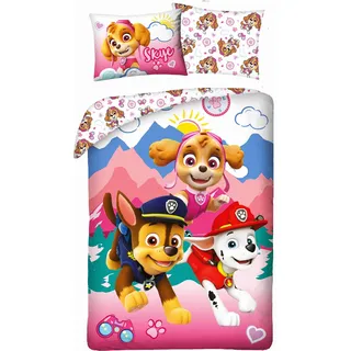 HALANTEX Bettwäsche Paw Patrol rosa Baumwolle, 140/200, 70/90 cm - Bunt