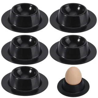 GakQll Eierbecher Schwarz, 6 Stück Lustige Eierbecher aus Silikon, Ideal für Frühstück, Camping und Picknick, Robuste Eierhalter 8.7 x 2.2 cm