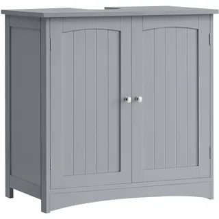 VASAGLE Waschbeckenunterschrank, Unterschrank, Badezimmerschrank, 40 x 70 x 70 cm, 2 Türen, Badschrank, höhenverstellbare Ablage, Taubengrau BBC011G01