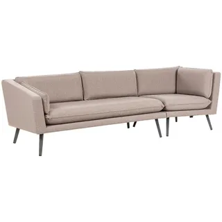 Beliani Garten Ecksofa 3-Sitzer linke seite beige modular Loretello , Beige, Grau , Textil , 243x70x76 cm , Gartenmöbel, Loungemöbel, Gartensofas & Loungesofas
